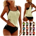 thumbnail image 1 of Tankini Swimsuits for Women Two Piece Summer Beach Athletic Bathing Suits Racerback Padded Tankinis with Briefs with Drawstring Side Beige Swimsuit Sets,Size S-2XL, 1 of 6