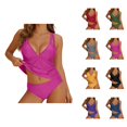 thumbnail image 1 of Tankini Swimsuits for Women 2 Piece V Neck Backless Tankini Top High Waisted Swim Bottom Bathing Suit Swimwear, 1 of 8