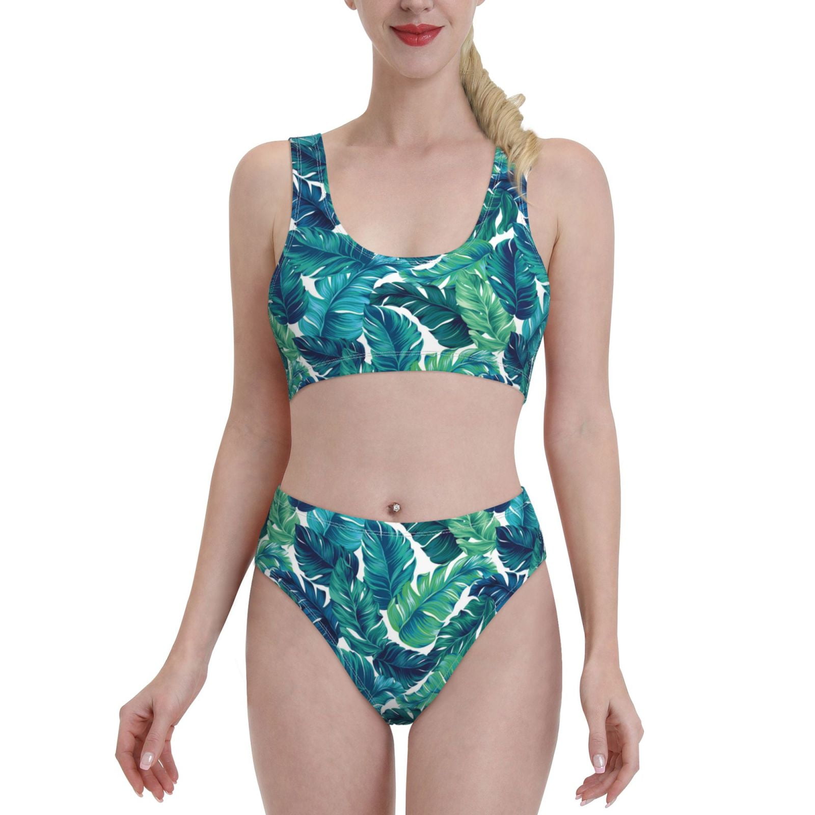 Tankini Swimsuits for Women 2024 - Banana leaves green Womens Tankini ...