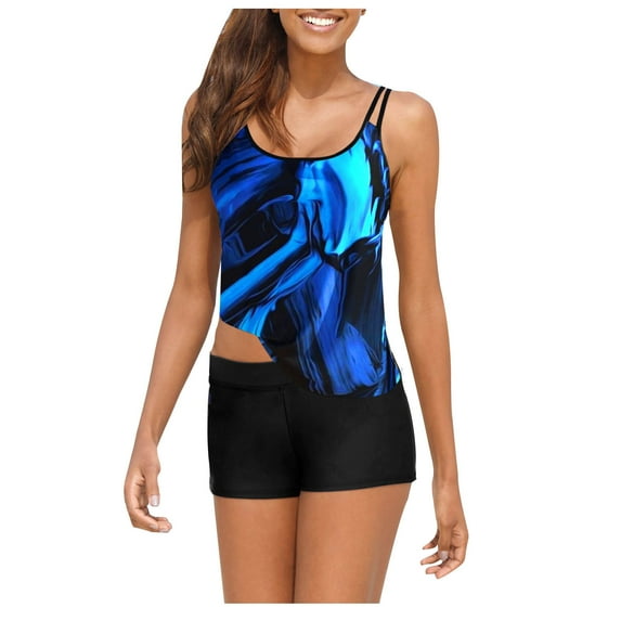 Tankini Swimsuits for Women 2024 Tummy Control Modest 2 Piece Bathing Suit Vintage Tankinis Set with Shorts Swimwear