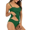 thumbnail image 1 of Tankini Swimsuits for Women Adjustable Spaghetti Straps Ruched Swimwear with Bottoms 2 Piece Tummy Control Bathing Suits, 1 of 5