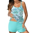 thumbnail image 1 of Tankini Swimsuits for Women Loose Floral Printed Modest Two Piece Bathing Suits Swim Tank Top with Boyshorts Light Blue XL, 1 of 6