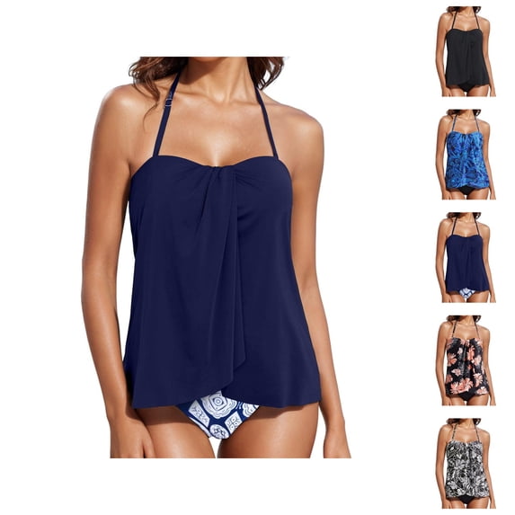 Tankini Swimsuits for Women New Split Printing Square Corner Womens Two Piece Swimsuits Bathing Suit