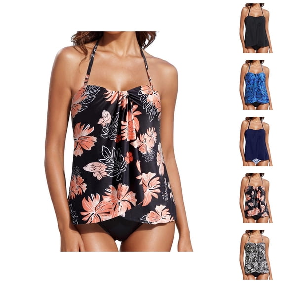 Tankini Swimsuits for Women New Split Printing Square Corner Womens Two Piece Swimsuits Bathing Suit