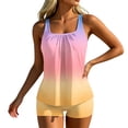 thumbnail image 1 of Tankini Swimsuits for Women Summer Gradient Tummy Control Two Piece Bathing Suits Tank Tops with Swim Shorts Swimwear, L, 1 of 6