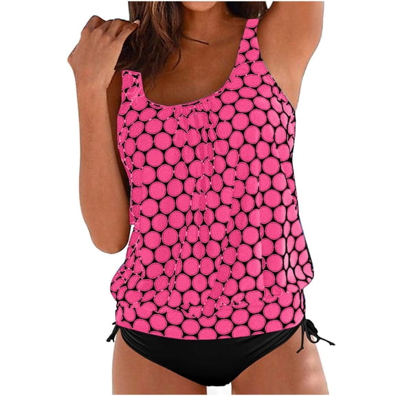 Tankini Swimsuits for Women Trendy Tank Tops with Black Bottoms 2 Piece Modest Bathing Suits Swimwear Set