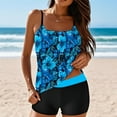 thumbnail image 1 of Tankini Swimsuits for Women Tummy Control Boy Shorts - 2 Piece Tankini Bathing Suits Summer Modest Floral Swim Suits (02 Multicolor,L), 1 of 7