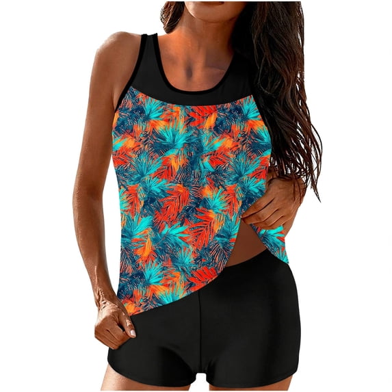 Tankini Swimsuits for Women Two Piece 2026 Tummy Control Padded Bra Bathing Suits with Board Shorts Swimwear