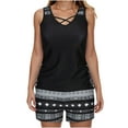 thumbnail image 1 of Tankini Swimsuits for Women Two Piece Bathing Suit with Shorts Summer Casual Loose Athletic Swimwear Black 5XL Clearance, 1 of 5