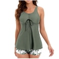 thumbnail image 1 of Tankini Swimsuits for Women Two Piece Modest Bathing Suits Flowy Skirt Top with Boyshorts Beach Vacation Swimwear(Army Green XL), 1 of 7