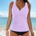 thumbnail image 1 of Tankini Swimsuits for Women Two Piece Push Up Bathing Suits,Ruched V-Neck Slim Bodycon Swim Top with Briefs, 1 of 5