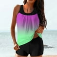 thumbnail image 1 of Tankini Swimsuits for Women with Shorts Loose Fitting Solid Gradient Athletic 2 Piece Modest Bathing Suits Tummy Control Beach Outfits Purple L, 1 of 5