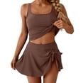 thumbnail image 1 of Tankini Swimsuits for Women with Side Knot Skirt Two Piece Tummy Control Bathing Suit Ladies Modest Swimwear, 1 of 6