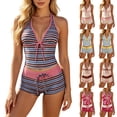 thumbnail image 1 of Tankini Tops for Women 2 Pieces Halter Polka Dot Cute Tankini with Shorts Y2K Coquette Vintage Vacation Swimsuit, 1 of 7