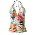 thumbnail image 1 of Floral Tankini Tops for Women Swimwear Top Only V Neck Tummy Control Swimsuits Summer Party Bathing Suit Tops Mint Green M, 1 of 2