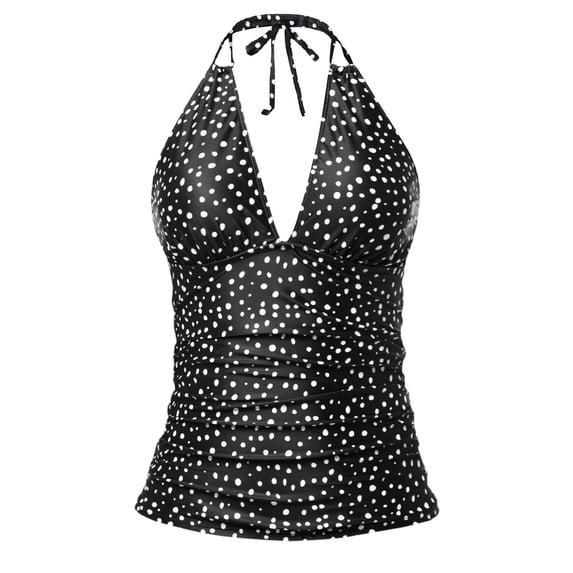 Tankini Tops for Women Swimwear Top Only Plus Size V Neck Bathing Suit Tops No Bottoms Black XXL
