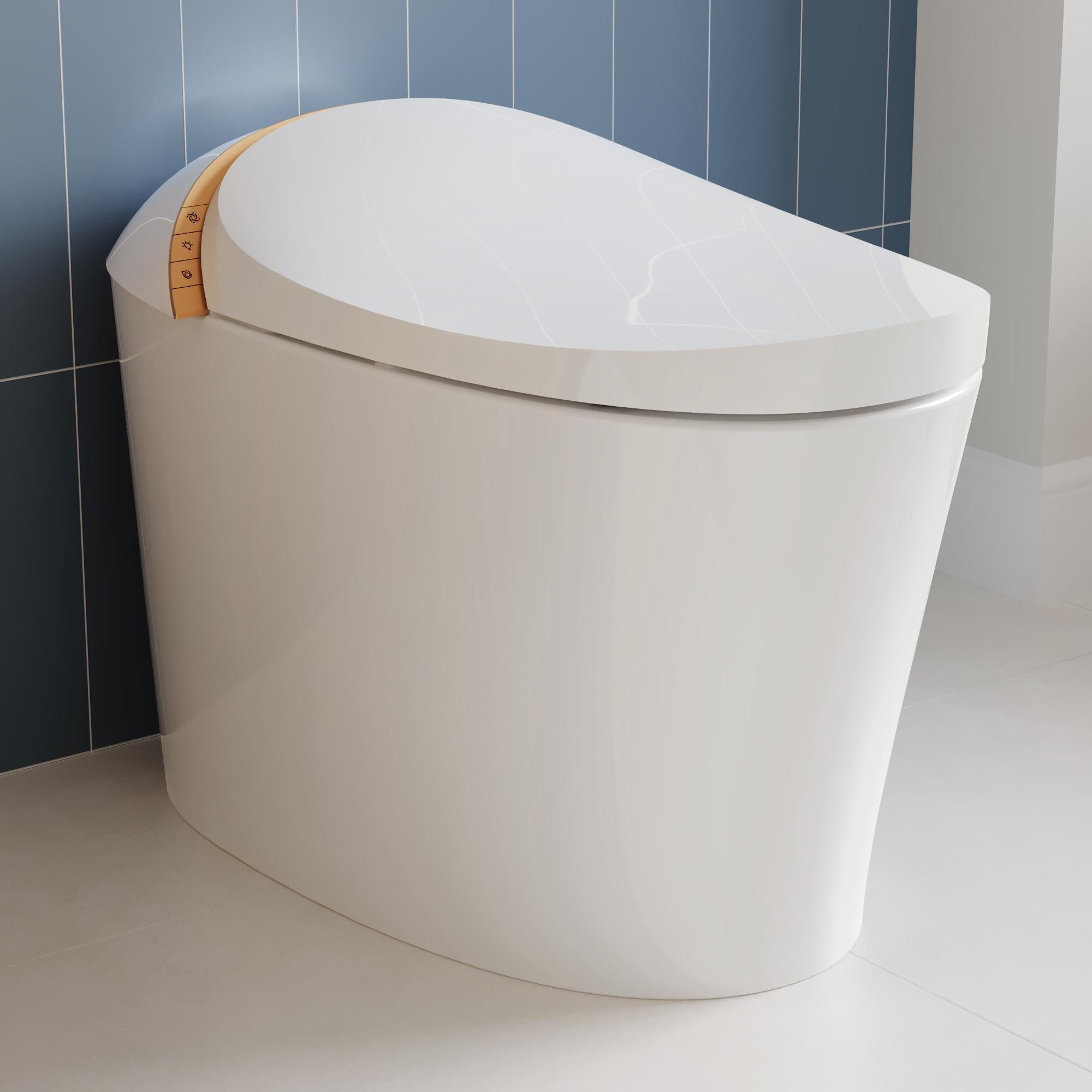 White Tankless Smart Elongated Toilet with Heated Seat