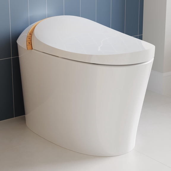 Tankless Elongated Smart Toilet 1.1/1.45 GPF in White with Auto Flush & Foot Sensor Flushing, Heated Seat, Night Light