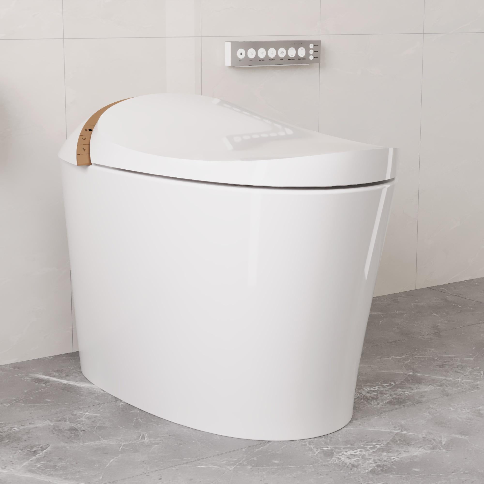 White Elongated Free Standing High Efficiency Smart Toilet
