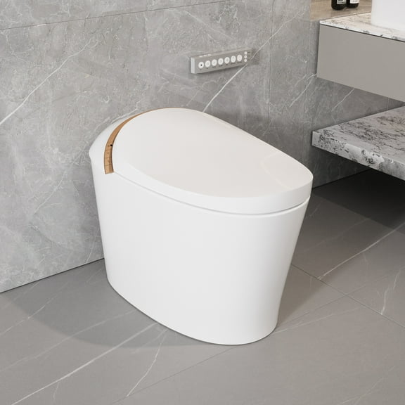 Tankless Elongated Smart Toilet Bidet 1.1/1.45 GPF in White with Auto Flush, Deodorization, Warm Water, Dryer
