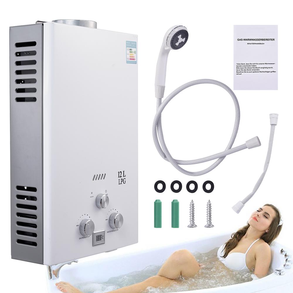 Tankless Propane Water Heater Wall Mount Instant Water Heater 12L Led Display Tankless Instant ...