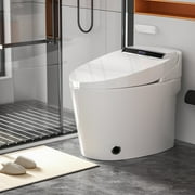 Tankless Smart Bidet Toilet for Bathrooms, Heated Seat with Nightlight, Foot Sensor, LED Display, Warm Water and Dry, Remote Control