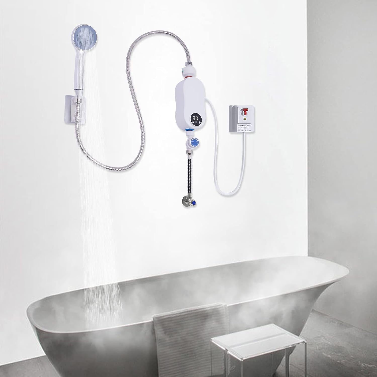 Tankless Water Heater,3500W Mini Electric Tankless Instant Hot Water Heater with Digital Display 110V for Home Kitchen Bathroom