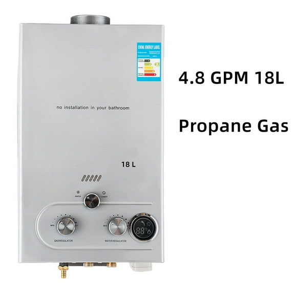 Tankless Water Heater 4.8GPM Propane Gas Water Heater 18L Portable Water Heater Instant Endless Hot Water with Shower Kit