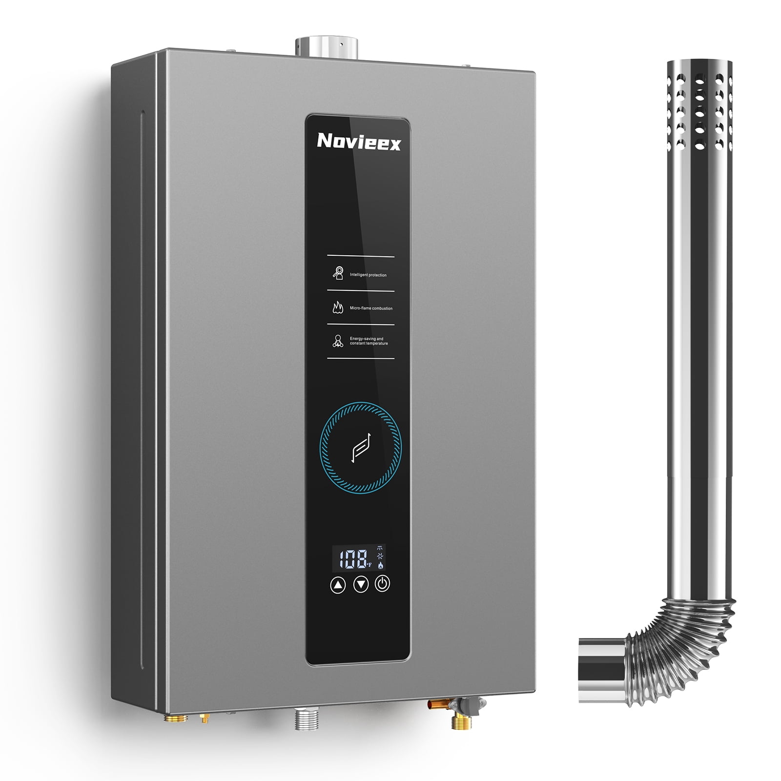 Tankless Water Heater On Demand Water Heater Propane Gas, Up to 4.3 GPM, 100000 BTU Instant Hot Water Heater with LED Display, Indoor Installation, 2-4 Point Use for Family Bathroom Kitchen