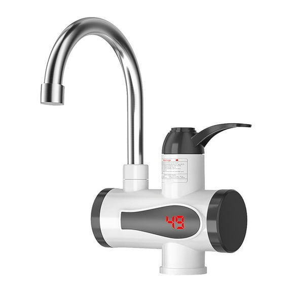 Tankless Water Heater Electric 110V Hot Water Heater Faucet Instant Kitchen Bathroom Fast Heating Tap Water Faucet with LED Digital Display Instant Hot Water Dispenser Faucet, 1Pc(White,6.9x5.7")