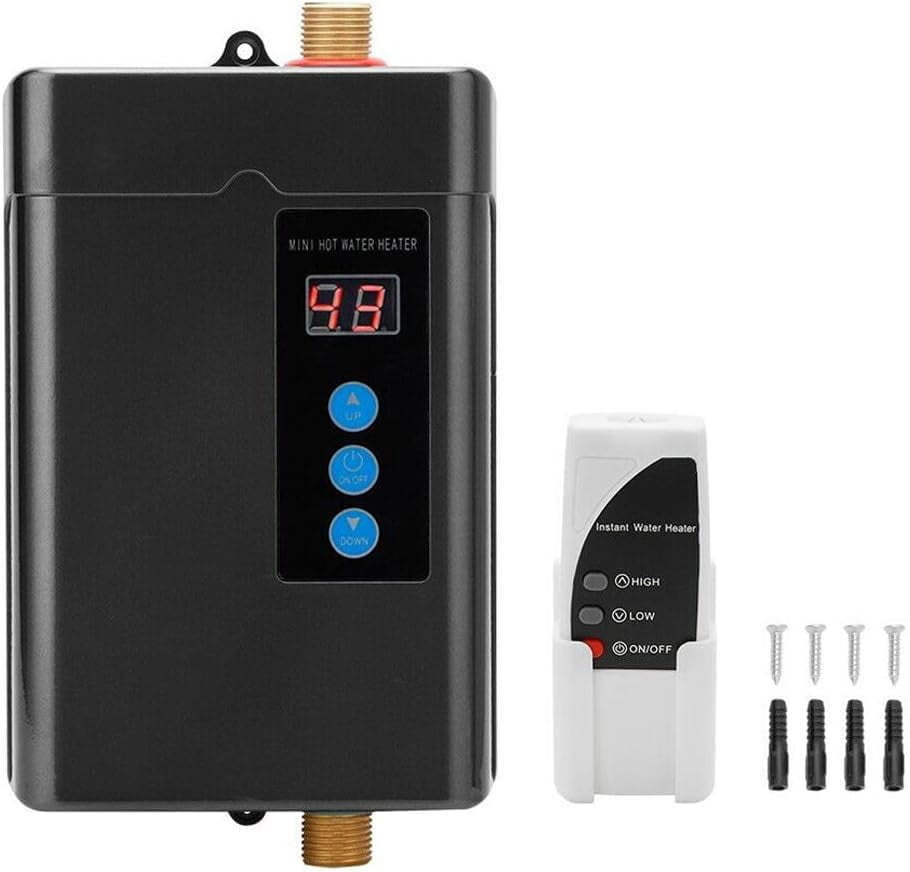 Tankless Water Heater Electric 3KW 110V With Remote Control Temperature Display Electric Tankless RV Water Heater for Under Sink Tap Home