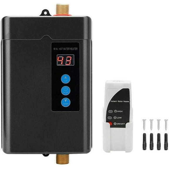 Tankless Water Heater Electric 3KW 110V With Remote Control Temperature Display Electric Tankless RV Water Heater for Under Sink Tap Home