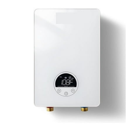Tankless Water Heater Electric,Instant Water Heater Under Sink Self Modulating Technology, White Low Consumption Electric Heater ,Safety Protections