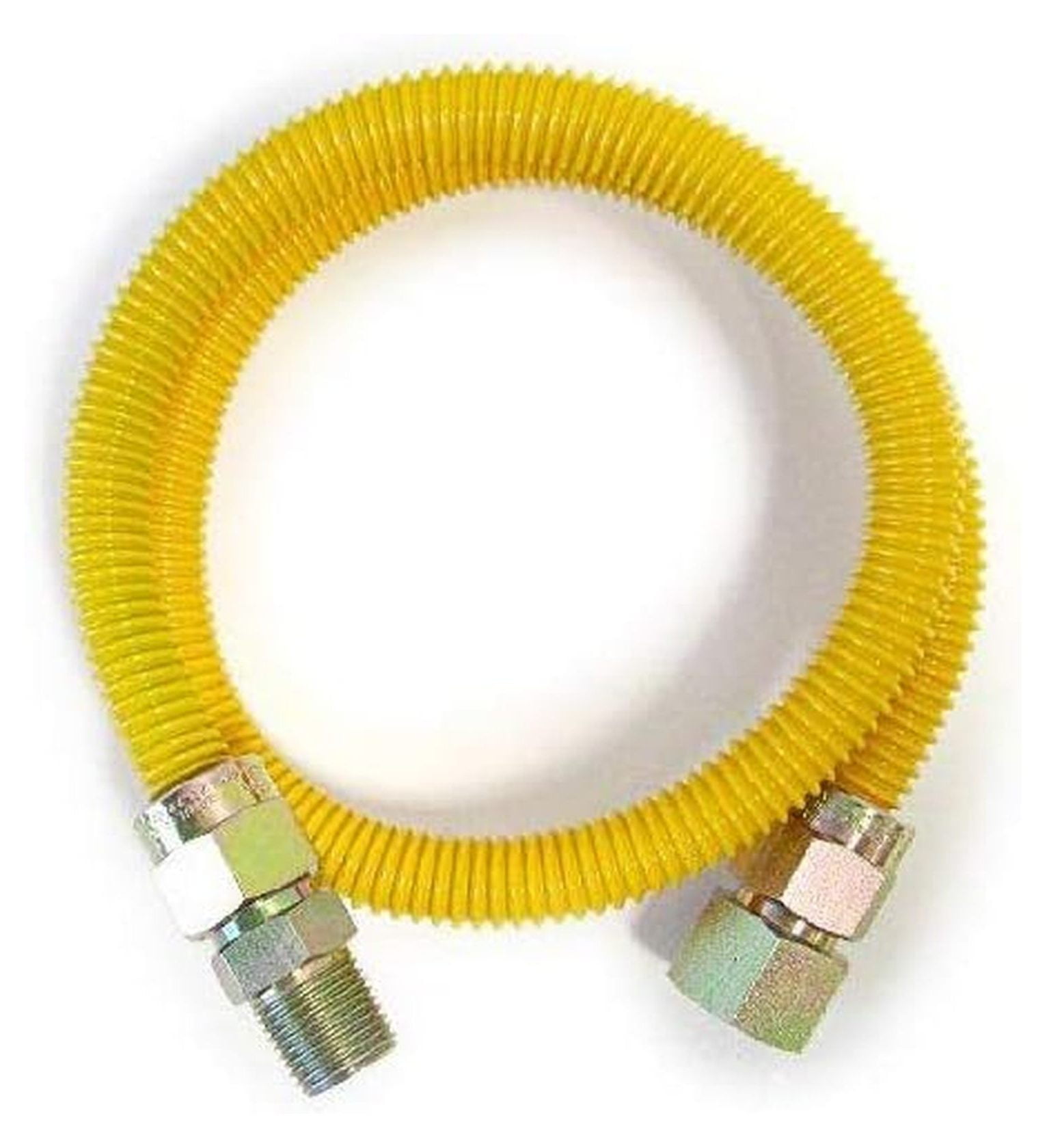 " Tankless Water Heater Full Port Gas Flex Line,Yellow Epoxy Coated 3/4"MIP x 3/4"FIP (1"OD) Full Flow,High Btu,Flexible Gas Connector Hose Supply For ,Residential (1