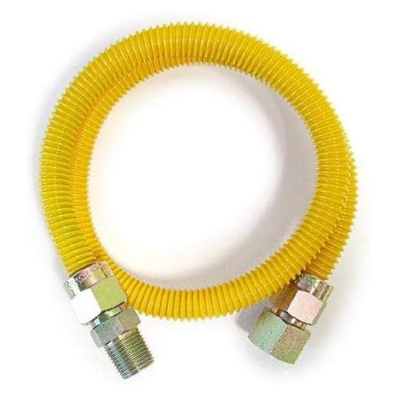 " Tankless Water Heater Full Port Gas Flex Line,Yellow Epoxy Coated 3/4"MIP x 3/4"FIP (1"OD) Full Flow,High Btu,Flexible Gas Connector Hose Supply For ,Residential (1