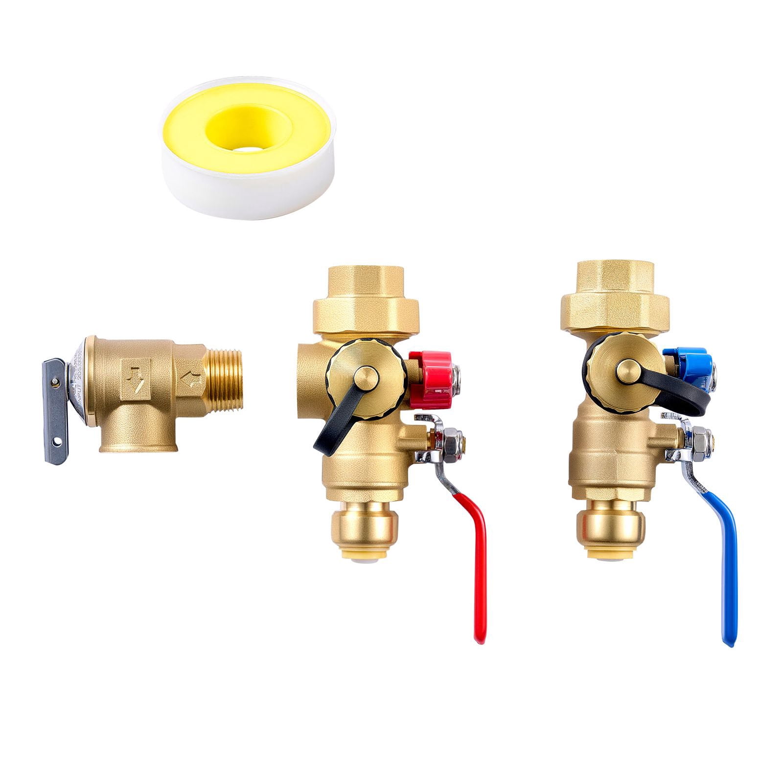 Tankless Water Heater Installation Kit Isolation Service Valve 3/4" Lead-Free Brass SUS304 for Gas Tankless Water Heaters