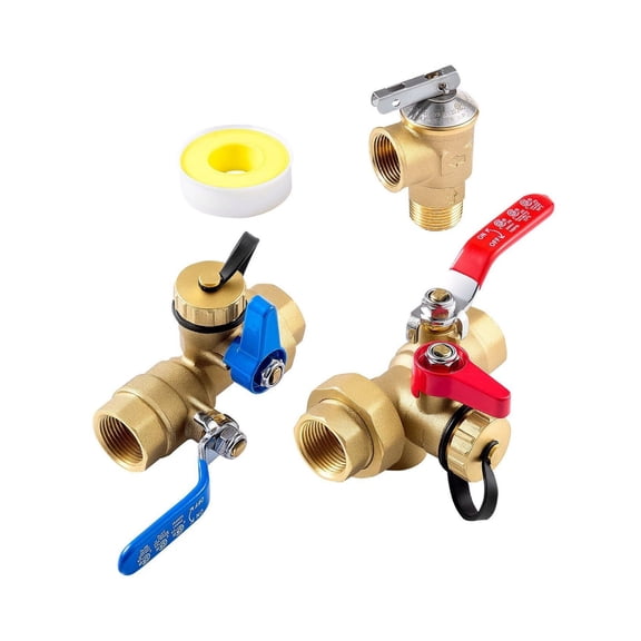 Tankless Water Heater Kit 3/4 Inch - Isolation Valve, Relief Valve, Lead-Free Brass - Installation & Service Kit for Tankless Heaters