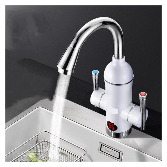 Tankless Water Heater Tap Electirc Instant Kitchen Faucet Element Flow Heater Hot Water Heated Tap Double Handle ,Easy to Install