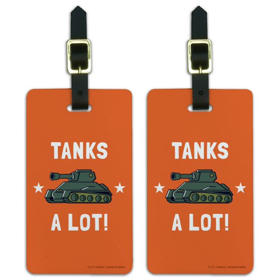 Tanks A Lot Thanks Funny Humor Luggage ID Tags Suitcase Carry-On Cards - Set of 2