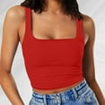 thumbnail image 1 of Tanks Camis Women Square Neck Double Layer Top Short For Fitness Daily Wear Camisole Sleeveless Sports Basic Wear Tank Tops RD2 XLSmall size, recommended to buy one size larger, 1 of 4