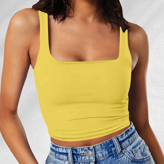 Tanks for Women Sleeveless Square Neck Fitting Basic Tops Womens Spring Womens Tops Casual