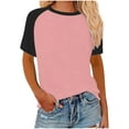 thumbnail image 1 of Tanktop Women Ladies Dressy Tops and Blouses, Womens Ringer Tee Crew Neck Color Block Casual Summer Short Sleeve T Shirt, 1 of 5