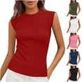 thumbnail image 1 of Tanktops Women's Tank Tops Womens Tank Tops Women's Solid Color Round Neck Cover Strip Casual Blouse Navy M, 1 of 9
