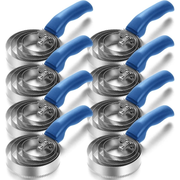 Tanlade 8 Pack 4 Rings Curry Comb Horse Brush Metal Curry Brush Derby Party Supplies Reversible Stainless Steel Curry Comb Scraper with Comfortable Grip for Cow Sheep Pet Dog Goat Horse, Blue