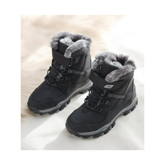 Tanleewa Boys Snow Boots Faux Fur Lined Waterproof Winter Boots Children Sports Shoes