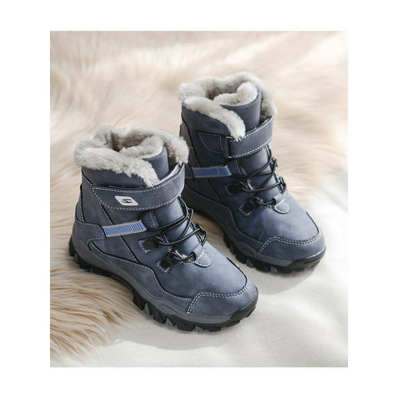 Tanleewa Boys Snow Boots Faux Fur Lined Waterproof Winter Boots Children Sports Shoes