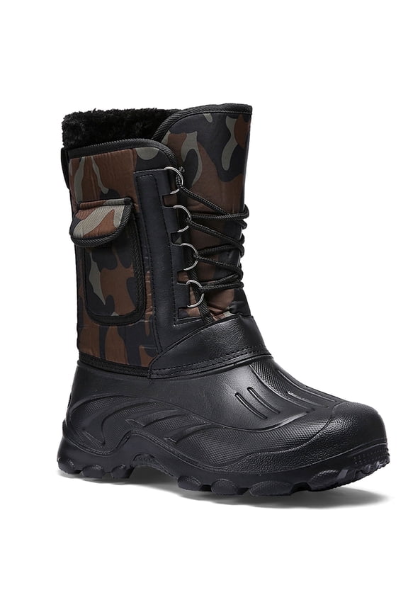 Fashion Men Snow Boots Nonslip Waterproof Warm ts Faux Fur Lined Winter Shoes Gift