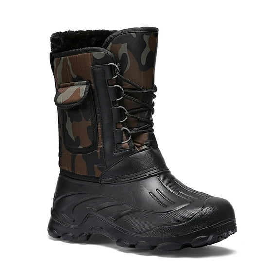 Tanleewa Fashion Men Snow Boots Nonslip Waterproof Warm ts Fur Lined Winter Shoes Gift