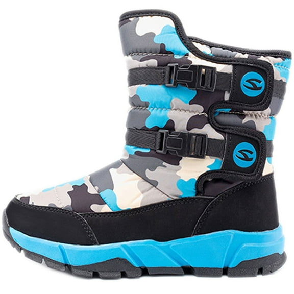 Tanleewa Faux Fur Lined Kids Winter Boots Snow Boots for Child Unisex Shoe Size 9