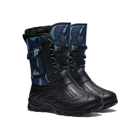 Tanleewa Fur Lined Men’s Snow Boots Mid Calf Outdoor Hiking Boots 10 Adult Male